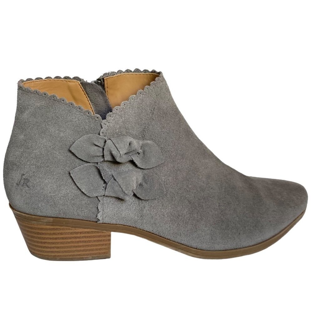 Jack Rogers Womens Booties Size 9.5 Kali Suede Ankle Boots Gray Chunky Heel - Picture 1 of 14
